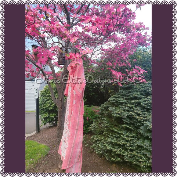 New Pink/White Khadi Kurta - Floral applique Work -Shirt Dress - Picture 9 of 11